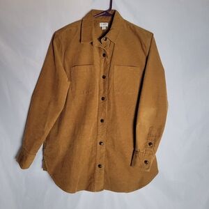 J.Crew Factory Corduroy Shacket Shirt Golden Brandy Oversized XS
